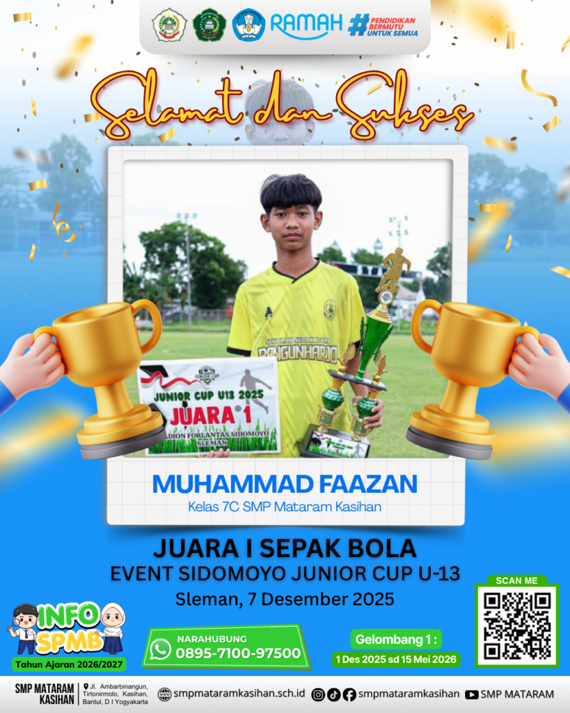Dua Siswa SMP Mataram Kasihan Raih Juara I Sepak Bola dalam Event Sidomoyo Junior Cup 2025